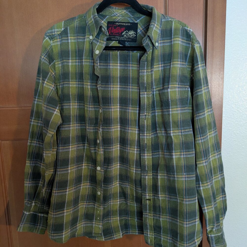 Old Navy Vintage Flannel Green EUC